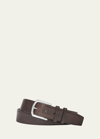 W. Kleinberg Men's Tucson Bison Belt W/ Nickel Buckle In Brown