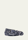 W. Kleinberg Men's Camo-print Suede Belt In Blue