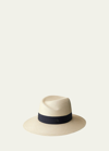 Maison Michel Virginie Timeless Wide-brim Hat With Navy Band In Neutral