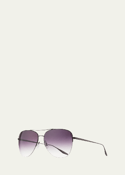 Barton Perreira Chevalier Semi-rimless Metal Aviator Sunglasses In Purple