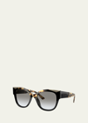 Prada Cat-eyed Round Acetate Sunglasses In Black
