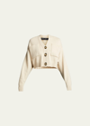 Proenza Schouler Solid Cropped Cashmere Cardigan In White