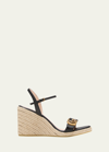 Gucci Aitana Gg Wedge Espadrille Sandals In Black