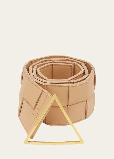 Bottega Veneta Intreccio Napa Leather Belt In Gold