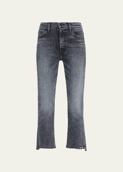 Mother The Insider Crop Step Fray Jeans In Gray