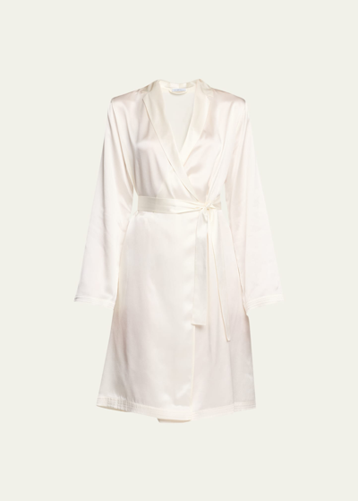 La Perla Silk Long-sleeve Short Robe In Black