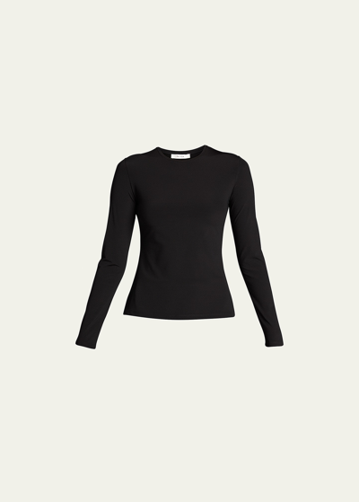 The Row Inverness Long-sleeve Crepe Top In Black