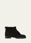 MANOLO BLAHNIK MIRCUS SUEDE SHEARLING LACE-UP BOOTIES