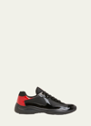Prada Men's New America's Cup Leather Low-top Sneakers In Black
