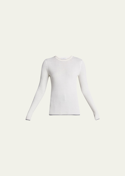 Gabriela Hearst Browning Ribbed Cashmere-silk Sweater In White