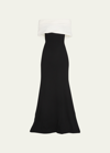 Lela Rose Off-the-shoulder Two-tone Gown In Black