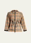 Burberry Logo Tape Vintage Check Hooded Jacket In Neutral