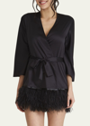 Rya Collection Swan Feather-trim Robe In Black