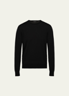 Prada Men's Worsted Wool Crewneck Sweater In Black