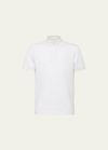 Prada Men's Slim Pique Knit Logo Polo In White