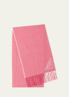 Prada Triangle Logo Cashmere Fringe Scarf In Pink