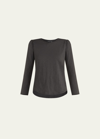Veronica Beard Jeans Mason Long-sleeve Baseball Tee In Brown