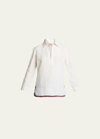 Emporio Sirenuse Alina Nerano Collared Linen Tunic In White