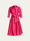 Rickie Freeman For Teri Jon Taffeta Shirt Dress W/ Eyelet Skirt In Pink