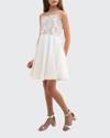 Un Deux Trois Kids' Girl's Sequin And Chiffon Sleeveless Dress In White