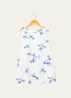 Petite Plume Kids' Girl's Amelie Indigo Floral Nightgown In White