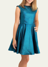 Un Deux Trois Kids' Girl's Jacquard V-back Dress In Blue
