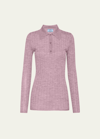 Prada Polo Cashmere-blend Shirt In Purple