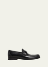 Ferragamo Men's Grandioso Polished Calfskin Gancini Loafer In Black
