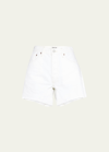 Agolde Parker Long Frayed Shorts In White