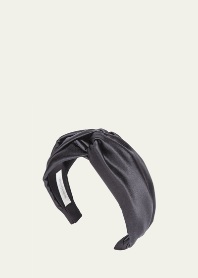 Jennifer Behr Twisted Silk Satin Headband In Storm