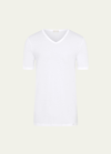 Hanro Men's Cotton V-neck T-shirt In White