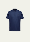Prada Men's Slim Pique Knit Logo Polo In Blue