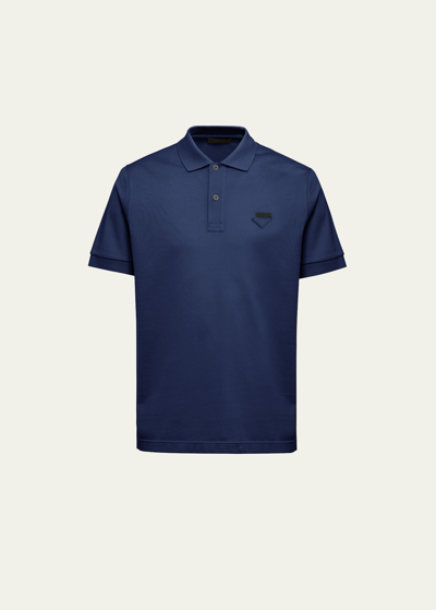 Prada Men's Slim Pique Knit Logo Polo
