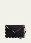 Valentino Garavani Rockstud V-flap Pouch Clutch Bag In Black