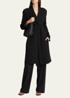 The Row Harri Belted Crepe Coat In Black