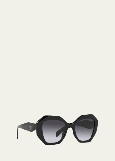 Prada Geometric Acetate Sunglasses In Black