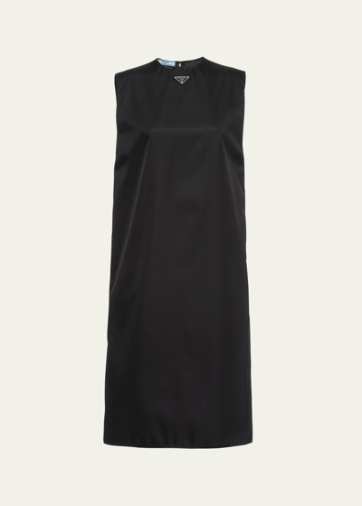 Prada Re-nylon Shift Midi Dress In Black