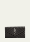 Saint Laurent Ysl Monogram Large Flap Wallet In Grained Leather In Black