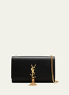 Saint Laurent Kate Ysl Tassel Satin Chain On Wallet In Black