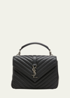 Saint Laurent College Medium Flap Ysl Shoulder Bag In Quilted Leather