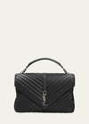 Saint Laurent College Large Flap Ysl Shoulder Bag In Quilted Leather