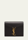 Saint Laurent Cassandra Mini Ysl Wallet On Chain In Grained Leather In Black