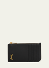Saint Laurent Ysl Tiny Monogram Ziptop Card Case In Smooth Leather