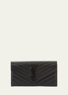 Saint Laurent Ysl Monogram Large Flap Wallet In Grained Leather