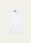 Ralph Lauren Kids' Girl's Short-sleeve Knit Drop-waist Polo Dress In White