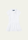 Polo Ralph Lauren Kids' Girl's Short-sleeve Knit Drop-waist Polo Dress In White