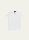 Ralph Lauren Kids' Girl's Logo Embroidered Short-sleeve Polo Shirt In White