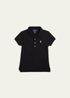 Ralph Lauren Kids' Girl's Logo Embroidered Short-sleeve Polo Shirt In Black