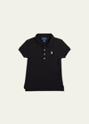 Polo Ralph Lauren Kids' Girl's Logo Embroidered Short-sleeve Polo Shirt In Black