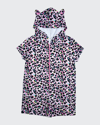 Iscream Kids' Girl's Leopard-print Hooded Romper In Multi